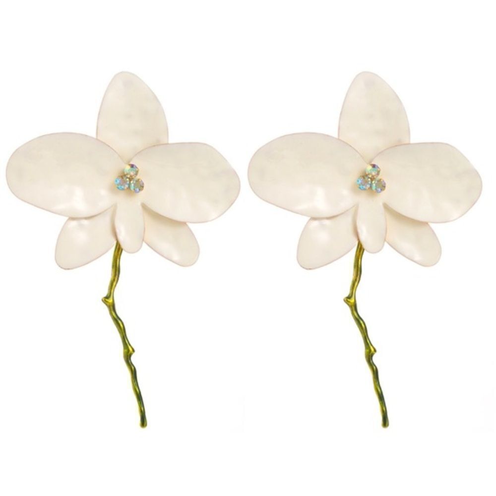 Zara White Orchid Earrings! Brand new!